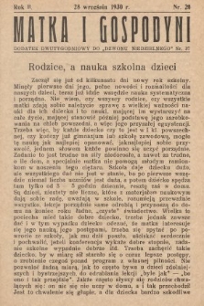 Matka i Gospodyni : dodatek dwutygodniowy do „Dzwonu Niedzielnego”. 1930, nr 20