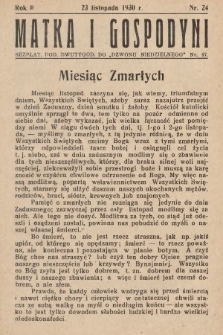 Matka i Gospodyni : bezpłatny dodatek dwutygodniowy do „Dzwonu Niedzielnego”. 1930, nr 24