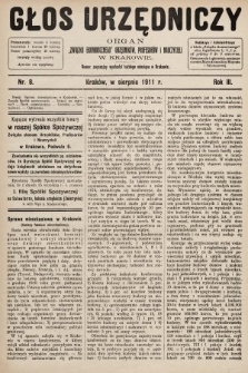 Głos Urzędniczy : organ „Związku Ekonomicznego” urzędników, profesorów i nauczycieli. 1911, nr 8
