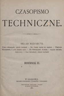 Czasopismo Techniczne. 1881, spis rzeczy