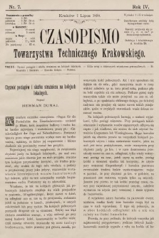 Czasopismo Towarzystwa Technicznego Krakowskiego. 1890, nr 7