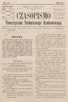 Czasopismo Towarzystwa Technicznego Krakowskiego. 1890, nr 17