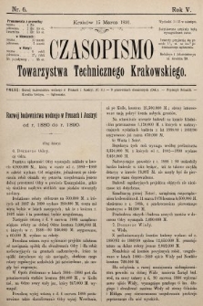 Czasopismo Towarzystwa Technicznego Krakowskiego. 1891, nr 6
