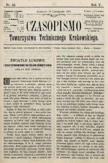 Czasopismo Towarzystwa Technicznego Krakowskiego. 1891, nr 22