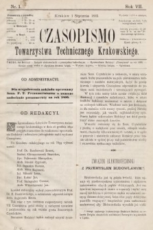 Czasopismo Towarzystwa Technicznego Krakowskiego. 1893, nr 1
