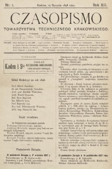 Czasopismo Towarzystwa Technicznego Krakowskiego. 1898, nr 1