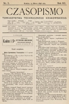 Czasopismo Towarzystwa Technicznego Krakowskiego. 1898, nr 3