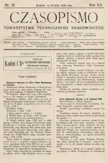 Czasopismo Towarzystwa Technicznego Krakowskiego. 1898, nr 12