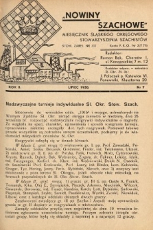 Nowiny Szachowe : miesięcznik Śląskiego Okręgowego Stowarzyszenia Szachistów. 1938, nr 7