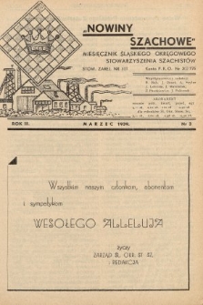 Nowiny Szachowe : miesięcznik Śląskiego Okręgowego Stowarzyszenia Szachistów. 1939, nr 3