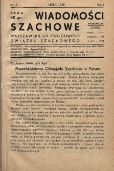 Wiadomości Szachowe Warszawskiego Okręgowego Związku Szachowego. 1935, nr 2