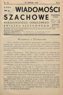 Wiadomości Szachowe Warszawskiego Okręgowego Związku Szachowego. 1935, nr 3-a
