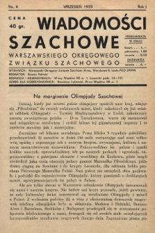 Wiadomości Szachowe Warszawskiego Okręgowego Związku Szachowego. 1935, nr 4
