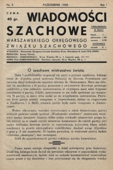 Wiadomości Szachowe Warszawskiego Okręgowego Związku Szachowego. 1935, nr 5