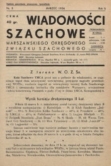 Wiadomości Szachowe Warszawskiego Okręgowego Związku Szachowego. 1936, nr 3