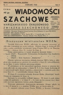 Wiadomości Szachowe Warszawskiego Okręgowego Związku Szachowego. 1936, nr 4