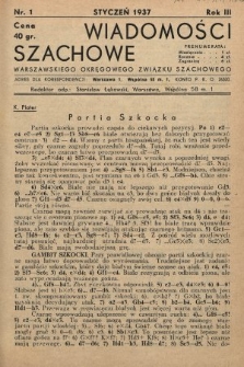 Wiadomości Szachowe Warszawskiego Okręgowego Związku Szachowego. 1937, nr 1