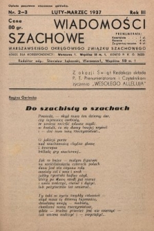 Wiadomości Szachowe Warszawskiego Okręgowego Związku Szachowego. 1937, nr 2-3