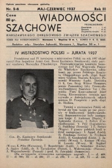 Wiadomości Szachowe Warszawskiego Okręgowego Związku Szachowego. 1937, nr 5-6