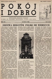 Pokój i Dobro : dwutygodnik społeczno - religijny w duchu św. Franciszka Serafickiego patrona A. K. 1939, nr 10
