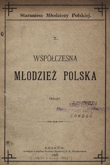Współczesna młodzież polska : odczyt