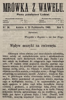 Mrówka z Wawelu : pismo poświęcone ludowi [pisemko poświęcone ludowi i nauczycielom szkół ludowych : z drzeworytami w tekście]. 1869/1870, nr 16