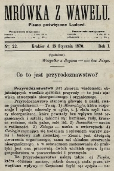 Mrówka z Wawelu : pismo poświęcone ludowi [pisemko poświęcone ludowi i nauczycielom szkół ludowych : z drzeworytami w tekście]. 1869/1870, nr 22