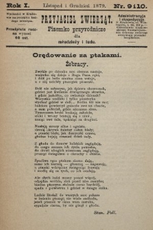 Przyjaciel Zwierząt : pisemko przyrodnicze dla młodzieży i ludu. 1879, nr 9 i 10
