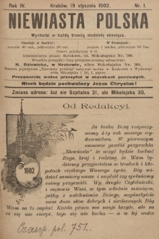 Niewiasta Polska. 1902, nr 1