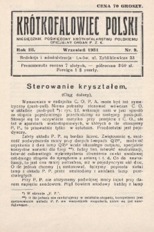 Krótkofalowiec Polski : miesięcznik poświęcony krótkofalarstwu polskiemu : oficjalny organ P.Z.K. 1931, nr 9