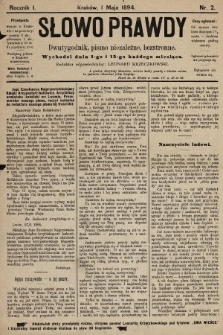 Słowo Prawdy : dwutygodnik : pismo niezależne, bezstronne. 1894, nr 2