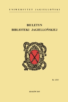 The Jagiellonian Library Bulletin. Vol. 65, 2015 [entirety]