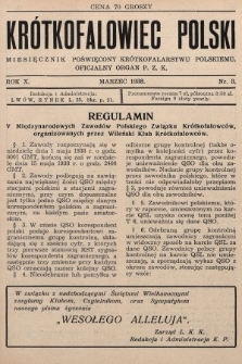 Krótkofalowiec Polski : miesięcznik poświęcony krótkofalarstwu polskiemu : oficjalny organ P.Z.K. 1938, nr 3