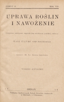 Uprawa Roślin i Nawożenie : czasopismo poświęcone zagadnieniom naukowym produkcji roślinnej. 1938, nr 2