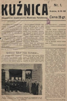 Kuźnica : czasopismo Akademickiej Młodzieży Państwowej. 1931/1932, nr 1