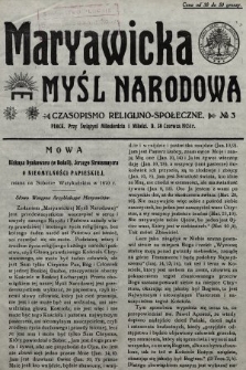 Maryawicka Myśl Narodowa : czasopismo religijno-społeczne. 1924, nr 3