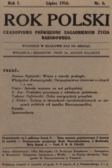 Rok Polski : czasopismo poświęcone zagadnieniom życia narodowego. 1916, nr 6