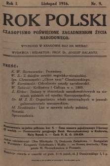 Rok Polski : czasopismo poświęcone zagadnieniom życia narodowego. 1916, nr 9