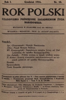 Rok Polski : czasopismo poświęcone zagadnieniom życia narodowego. 1916, nr 10