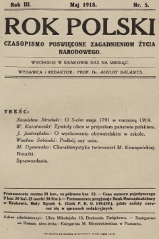 Rok Polski : czasopismo poświęcone zagadnieniom życia narodowego. 1918, nr 5