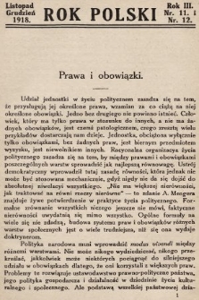 Rok Polski : czasopismo poświęcone zagadnieniom życia narodowego. 1918, nr 11/12