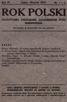 Rok Polski : czasopismo poświęcone zagadnieniom życia narodowego. 1919, nr 7/8