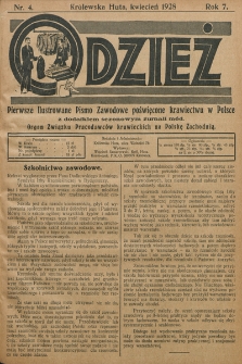 Odzież : pierwsze ilustrowane pismo zawodowe poświęcone krawiectwu w Polsce z dodatkiem sezonowym żurnali Mód : Organ Związku Pracodawców Krawieckich na Polske Zachodnią. 1928, nr 4