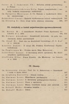 Przegląd Społeczny : czasopismo poświęcone zagadnieniom pracy społecznej i opieki nad dzieckiem : organ Związku Towarz.[ystw] Opieki nad Żyd.[owskimi] Sierotami i Op.[ieki] Dziećmi Rzeczyp.[ospolitej] Polskiej („Centos”). 1936, spis rzeczy