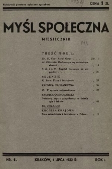 Myśl Społeczna. 1932, nr 1