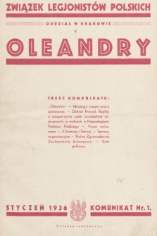 Oleandry : komunikat nr... 1936, nr 1