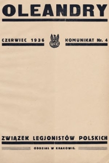 Oleandry : komunikat nr... 1936, nr 4