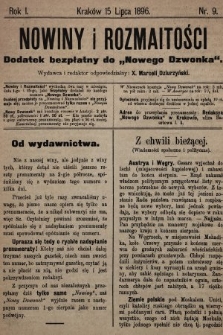 Nowiny i Rozmaitości : dodatek bezpłatny do „Nowego Dzwonka”. 1896, nr 9