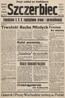 Szczerbiec : narodowo-radykalne pismo tygodniowe. 1934, nr 13a (nakład drugi po konfiskacie)