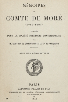 Mémoires du comte de Moré (1758-1837)